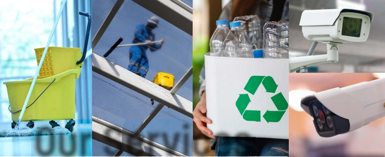 Cleaning equipment, window cleaning, industrial chemicals, recycling and surveillance equipment