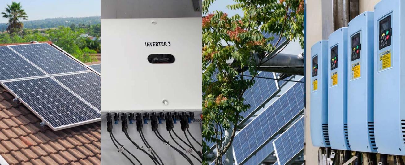 Rooftop solar panels, an inverter, solar installation and electric vehicle charging stations